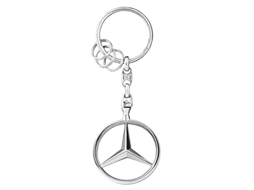 Mercedes-Benz, Llavero Bruselas, plateado, de zinc fundido a presión con varias anillas pequeñas. Producto Oficial Collection.