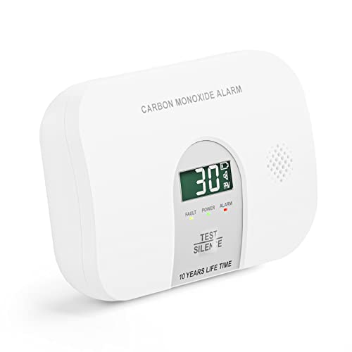Meross, Detector/Alarma de Monóxido de Carbono(CO) con Pantalla Digital LCD, 2 pilas AA (incluidas), 7 años de Seguridad contra Incendios para Casas, Dormitorios y Hoteles