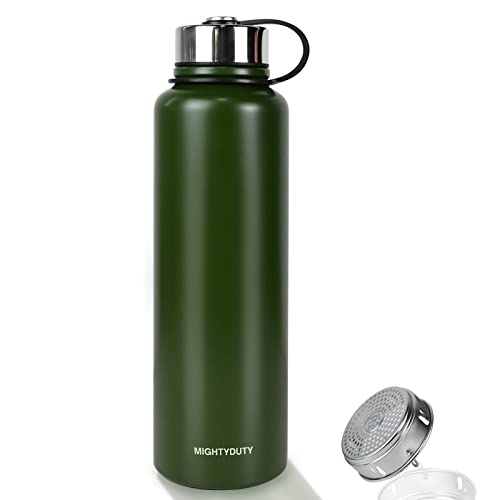 MIGHTYDUTY 1.5Litros Termo botella de agua aislada al vacío de acero inoxidable portátil 6 – 24 horas caliente y refrigerante vaso de agua para correr yoga fitness color verde tamaño 1500ML