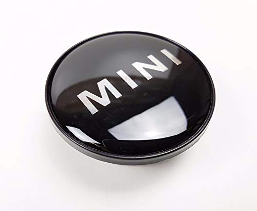MINI 36131171069 - Tapacubos de central negro con inscripción de la marca Mini, 50 mm