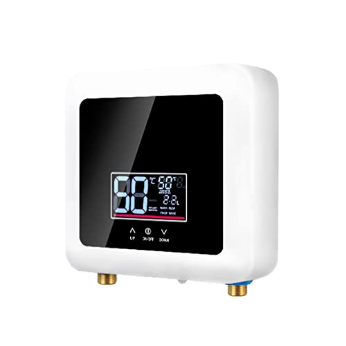 Mini calentador de agua instantáneo sin depósito, 220 V, para cocina, con panel de pantalla digital LED, calentador de agua electrónico para ducha, ahorro de energía (7500 W, negro)