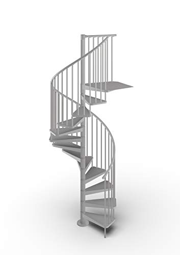 Mister Step Escalera de caracol de metal Gamia para interiores de acero pintado (gris RAL 9006, diámetro 120 cm. - 12 escalones)