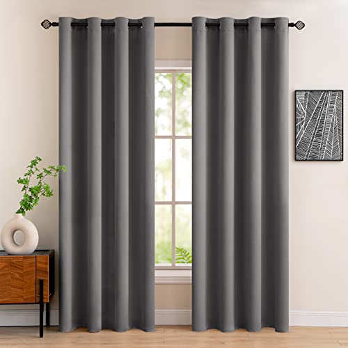 MIULEE 2 Piezas de Cortinas Opacas Resistente al Calor y La Luz para Salón Dormitorio Cortina Gruesa y Suave para Oficina Moderna Decorativa Reducción de Ruido Gris 140x225cm