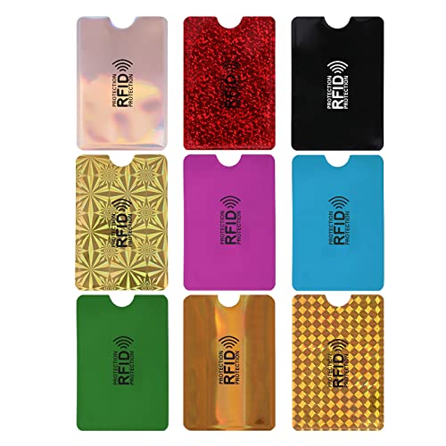 Molain tarjetero de bloqueo RFID, 9 piezas, fundas protectoras para tarjetas de crédito y de identificación para mujeres y hombres, Multi colorido, 3.6 x 2.5 inch/9.1 x 6.3
