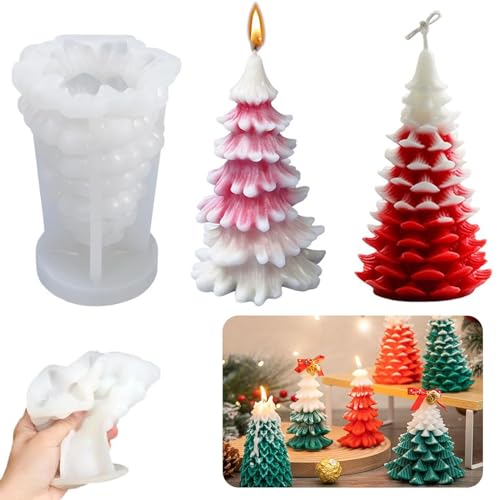 Molde De Silicona Para Velas,Moldes De Velas De Navidad Molde De Vela Para Árbol De Navidad De Silicona Moldes Molde De Resina De Silicona Moldes De Fundición Para Hacer Velas, Manualidades, Jabones