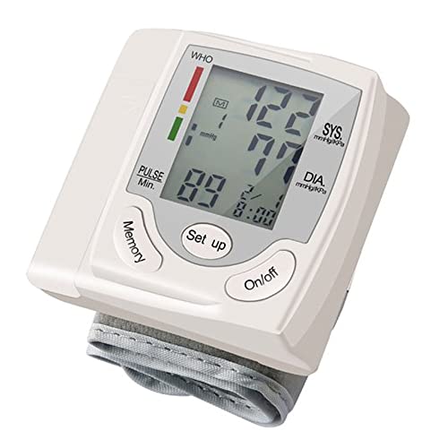 Monitor de presión Arterial Esfigmomanómetro Monitor Pantalla LCD Digital automática Monitor de muñeca Ritmo cardíaco Pulso medidor Medida Blanco Conveniente Llevar