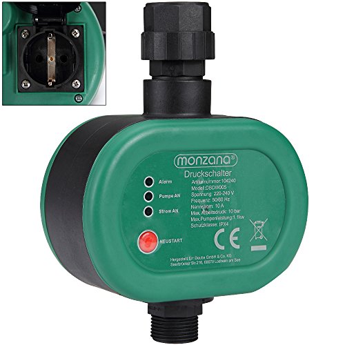 Monzana Presostato de presión para Bomba de Agua automático Medidor Interruptor con presión inicial Ajustable 220V 1,1KW