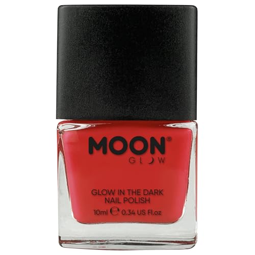 Moon Glow Esmalte de uñas que brilla en la oscuridad - 14ml - Esmalte de uñas fosforescente Rojo 1 Unidad (Paquete de 1)