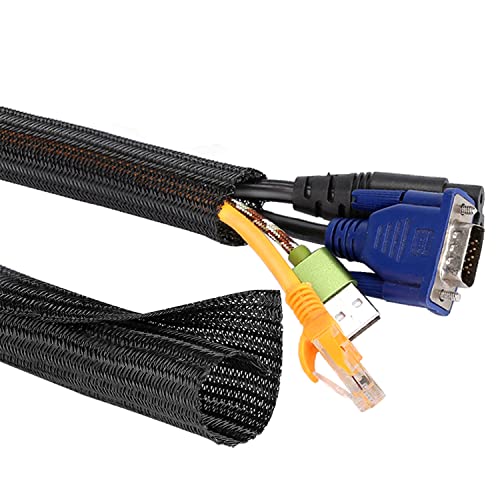 MOSOTECH Organizador Cables, 2x1.6m Cubre Cables Expandible, Organizador de Cables Mesa a Prueba de Polvo para Office y PC Escritorio, Ø19mm, Negro