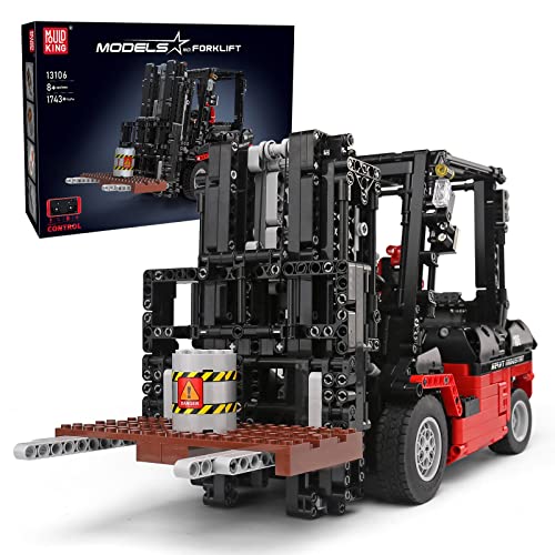 Mould King 13106 Tecnología Máquina Elevadora, Set con Camión Teledirigido, Modelo y Coche de Juguete, Vehículo de Construcción