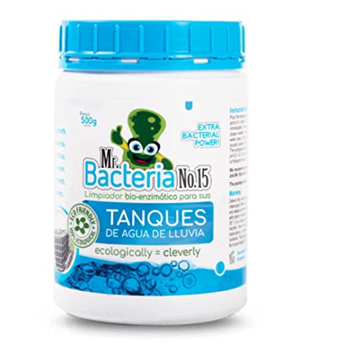 Mr. Bacteria No. 15 Limpiador Bio-enzimático de Tanques de Agua de Lluvia, Limpiador orgánico para de Tope de Agua y Barril Agua Lluvia, Limpia el Agua 500g (1)