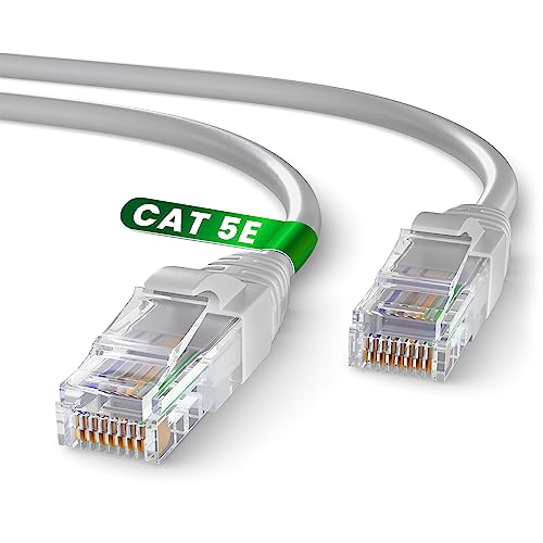 Mr. Tronic Cable Ethernet Cat 5E De 5m, Cable de Red LAN Con Conectores RJ45 Para una Conexión a Internet Rápida & Fiable - Cat5E Cable de Conexión AWG24 | Internet Cable UTP CCA (5 Metros, Gris)