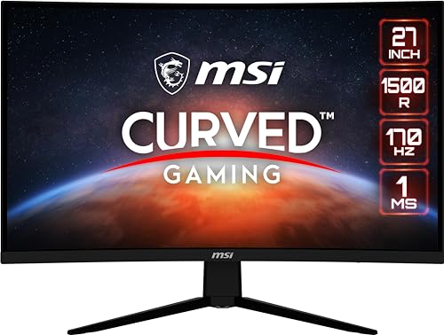 MSI G273CQ - Monitor Curvo Gaming de 27" WQHD (2560 x 1440) Panel VA, 170Hz / 1ms, AMD FreeSync Premium, HDR Ready, Curvatura 1500R, Color Negro