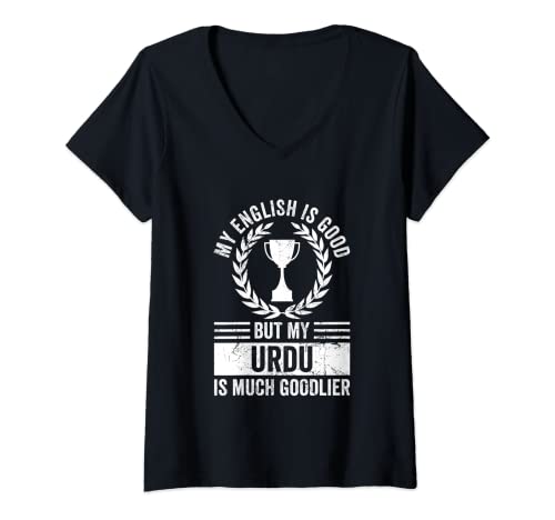 Mujer Divertido Traductor de lenguaje urdu Conversor Dialecto Coach Camiseta Cuello V