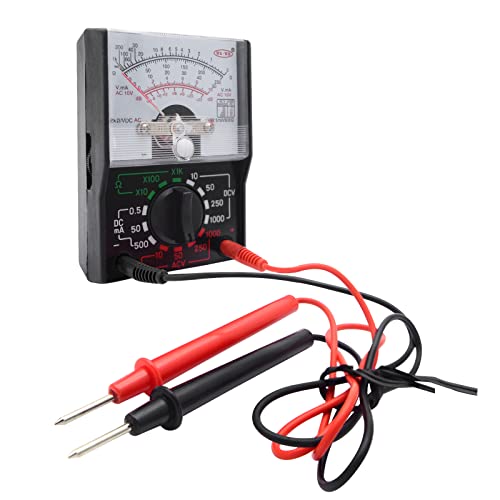 Multímetro analógico, YX 1000A AC DC Voltaje Corriente Prueba de resistencia Continuidad Multímetro Probador Medidor de medición, Paquete de 1