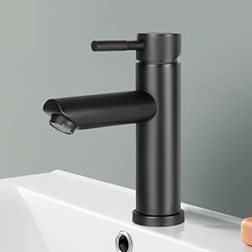 Mursche Grifo de baño para lavabo – Grifo negro de agua caliente y fría de alta presión, monomando para baño, fregadero de cocina