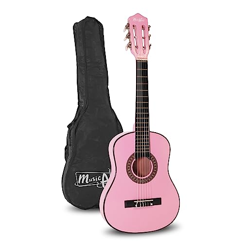 Music Alley Guitarra acústica clásica MA-51 para niños y jóvenes, rosa, tamaño medio