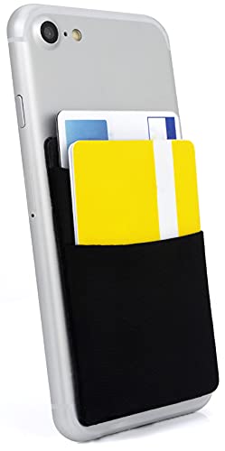 MyGadget Cartera con 2 Bolsillos para Funda Móvil - Tarjetero Adhesivo para Smartphone - Porta Tarjetas de Crédito con Bloqueo RFID - Card Holder - Negro