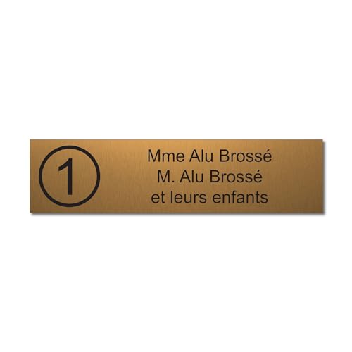 Mygoodprice Placa grabada para nombre y número buzón autoadhesivo, 10 x 2,5 cm, personalizada, 1 a 3 líneas, oro cepillado