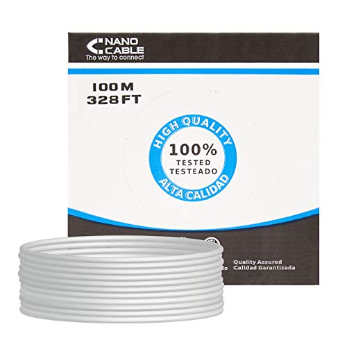 NANOCABLE 10.20.0502 - Cable de red Ethernet rigido RJ45 Cat.6 UTP AWG24, 100% cobre, gris, bobina de 100mts