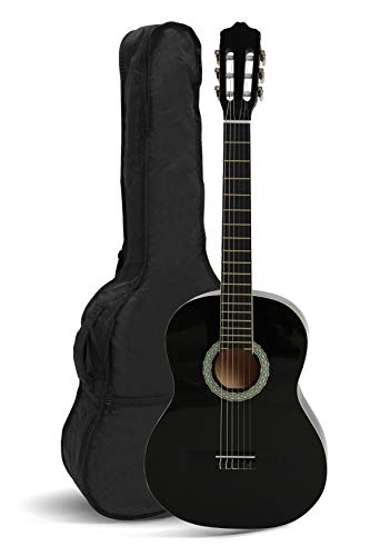 Navarrez NV12 guitarra clásica negro 4/4, bolsa/Gig Bag, 2 púas