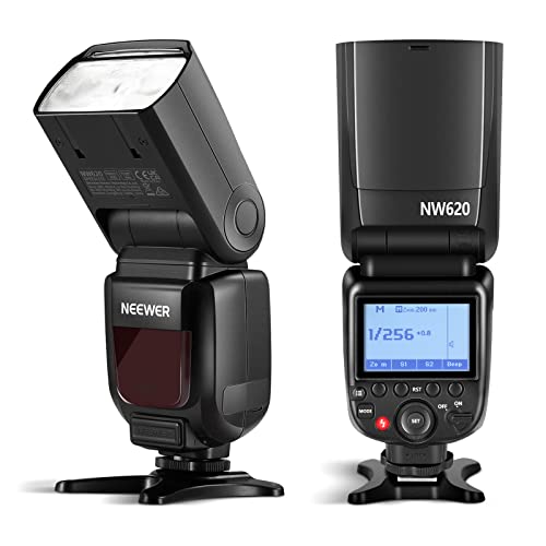 NEEWER NW620 Speedlite Flash 76W GN60 con Pantalla LCD, Modo de Flash M/Multi/S1/S2, Zoom Manual de 20-200mm, Compatible con Canon Nikon Panasonic Olympus Pentax Fujifilm Sony DSLR y Sin Espejo