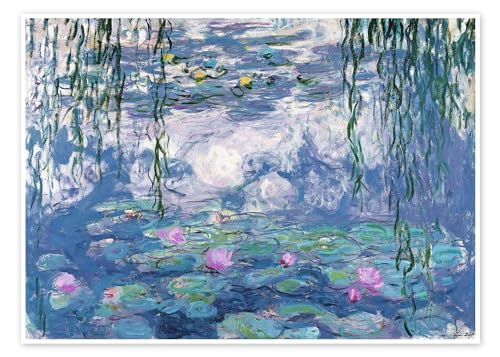 Nenúfares pósters para la pared de Claude Monet Cuadros decoración para cualquier habitación 80 x 60 cm Azul Impresionismo Láminas decorativas