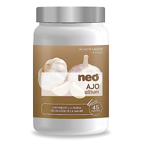 NEO | Fitogranulos de Ajo 45 Cápsulas Naturales | Extracto de Bulbo de Ajo 100 mg | Para Ayudara a Purificar la Sangre | Libre de Alérgenos y GMO | Tomar de 1 a 2 Cápsulas a Día | Liberación Rápida