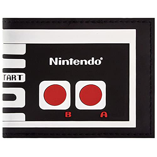 NES Console de Juegos Retro Controlador Cartera/Billetera Caucho Bi-Fold Bolsillo para Monedas & Tarjetero, Negro