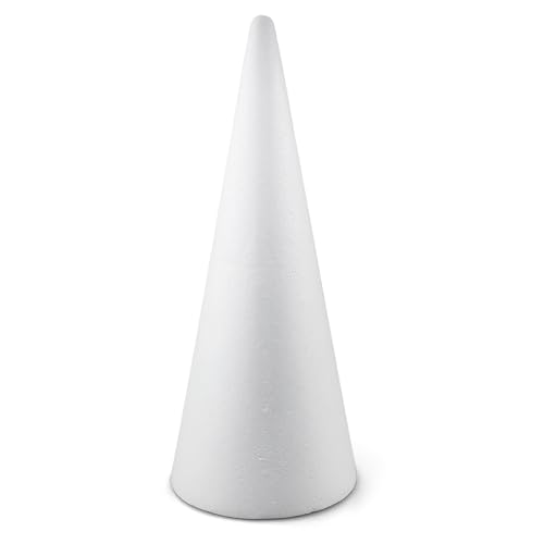 Netuno 2 conos de espuma de poliestireno, 28 cm, color blanco, para manualidades, modelado, proyectos de arte