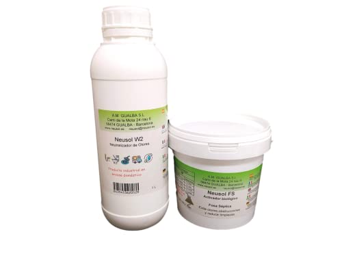 Neusol Pack (FS / W2) Activador - Bacterias - Tratamiento fosas sépticas/Eliminador de olores en tuberías bajantes - depósitos Aguas.- (Pack 1)