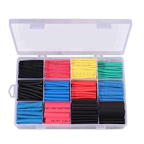 Newaner 560 piezas Kit de tubo termorretráctil con caja, 2: 1, surtido de cables de alambre, de aislamiento eléctrico (5 colores / 12 tamaños)