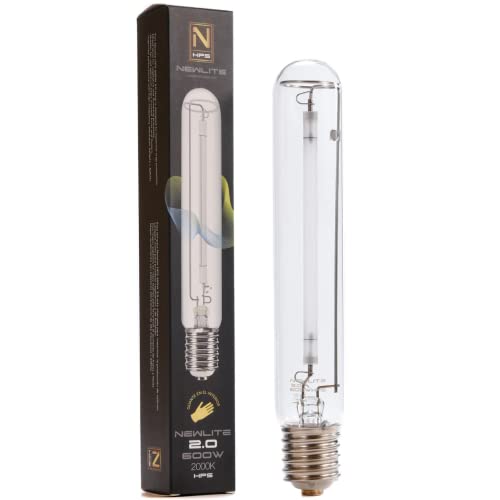 Newlite Lámpara HPS de Alta Presión de Sodio, 600W 2.0 (Crecimiento y Floración). Bombilla para Invernadero