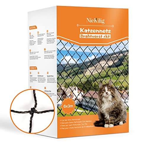 NieKilig Red para Gatos Metalica, 6x3m Red de Seguridad para Malla Gatos para Balcones, Ventanas, Tragaluces y Puertas