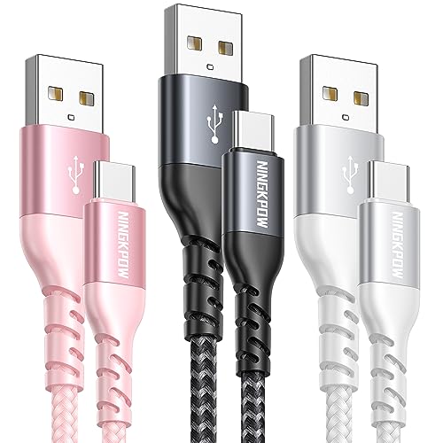 NINGKPOW Cable USB C, [3Pack 2M] 3.1A Cable USB Tipo C Carga Rápida Nylon Carga Cable Cargador Tipo C para Samsung Galaxy S22 S21 S20 S10 S9 S8 Note20, Huawei P50 P40 P30, Redmi Note 11 10