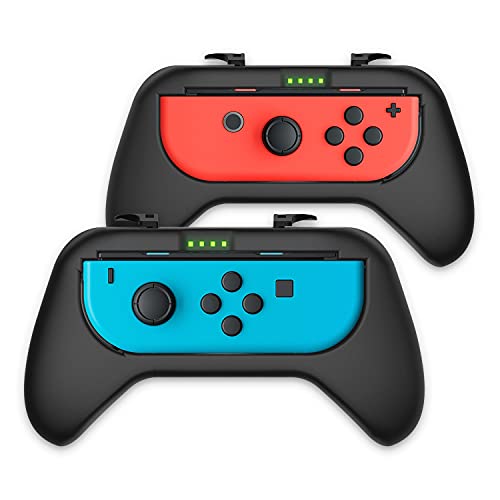 NiTHO Empuñaduras Compatibles con Nintendo Switch Joy-Con/OLED, Empuñaduras Resistentes al Desgaste con Control de Mejora de Gatillos de Mariposa, Indicadores de Canal LED Frontales (Juego de 2)