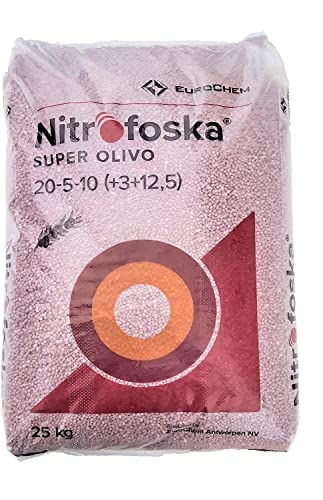 Nitrofoska super olivo 20-5-10. 25 Kilos. Abono complejo que aporta al olivo todos los nutrientes necesarios para conseguir un fruto de máxima calidad.