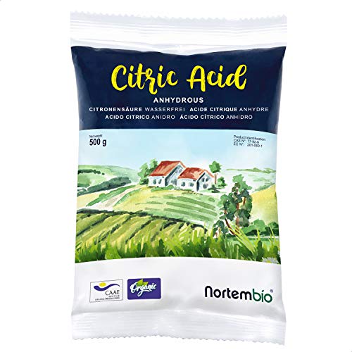 Nortembio Ácido Cítrico Ecológico 500 g. Ácido Cítrico Anhidro en Polvo. Insumo 100% Puro. Limpiador Multiusos. E-Book Incluido.