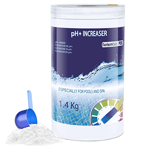 Nortembio Pool Elevador pH Plus 1,4 Kg. Elevador pH+ para Piscinas y Spas. Tratamiento Regulador pH Natural en Formato Polvo. Mejora la Calidad del Agua. Seguro para Toda la Familia.