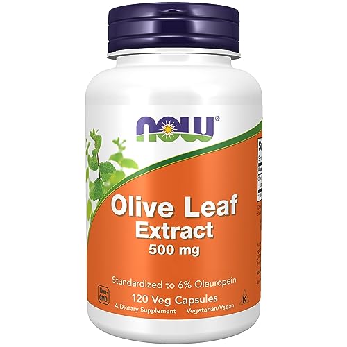 Now Foods, Olive Leaf Extract (Extracto de Hoja de Olivo), 500mg, 120 Cápsulas veganas, Probado en Laboratorio, Sin Soja, Sin Gluten, Vegetariano, No GMO