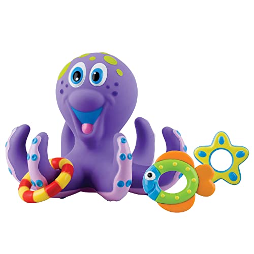 Nuby - Pulpo flotante - Juguete de baño pulpo con 3 anillas - Juguetes de baño para bebés y niños - Juguetes acuáticos - 18+ meses