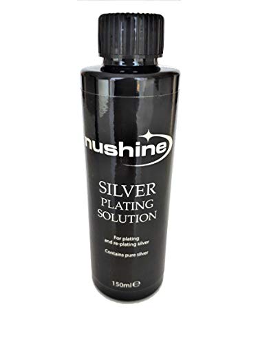 Nushine Solución chapada en plata de 150 ml, placa permanentemente plata pura en plata, latón, cobre y bronce desgastados (fórmula ecológica)