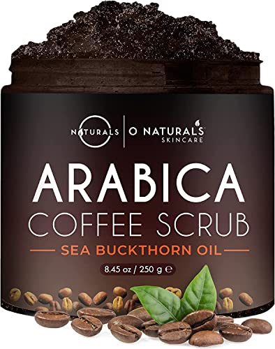 O Naturals Anti-Celulitis Exfoliante Café Orgánico Arábica Para el Cuerpo y Pies con Sal del Mar Muerto. Trata el Acné, Eczema, Estrías, Arrugas y Varices. Aumenta la Circulación. Mujer Hombre 250 gr