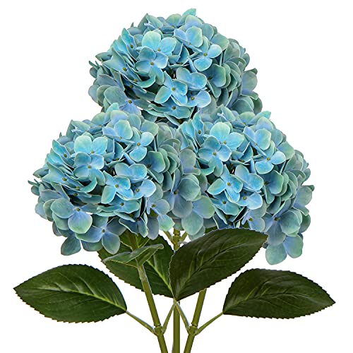 Oairse 3 piezas de flores artificiales de hortensias 3D con impresión real táctil como hortensias reales para bodas, hogar, hotel, fiesta, arreglo floral, diámetro de 19 cm