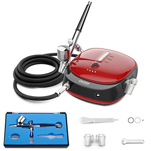 Oasser Mini Kit Aerógrafo con Compresor Portable Profesional Airbrush con Doble Acción 1000mAh Batería de Litio Recargable Juego de Pistola con Compresor para Pintura Artística Uña Modelo AK1