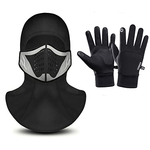 OHWHOA Pasamontañas Guantes Moto Invierno, Sotocasco Moto Invierno Hombre Termico Impermeable Esquí Ciclismo Snowboard Máscara Facial de Deportes al Aire Libre Calentar a Prueba de Viento