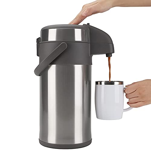 Olerd Termo con bomba de café, dispensador de bebidas calientes de acero inoxidable de 3 litros y urna de agua caliente, jarra de café, perfecta para café y té