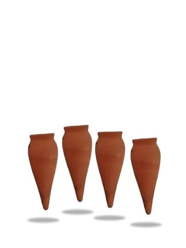 Ollas Lutton - Conos de arcilla de riego, 4 accesorios para riego, botellas de 1 L, de plástico o vino, terracota