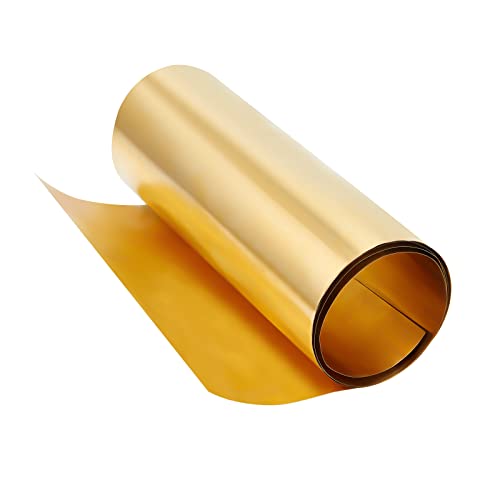 OLYCRAFT - Placa de hoja de metal en rollo de hoja de latón dorado, 0,1 mm, hoja delgada de metal de latón para manualidades de corte de bricolaje, 1000 x 200 x 0,1 mm