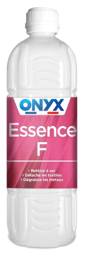 Onyx Essence F – Limpiador en seco y quitamanchas textiles, desengrasante metales, mantenimiento de recubrimientos en crin – Fabricación francesa – 1 l